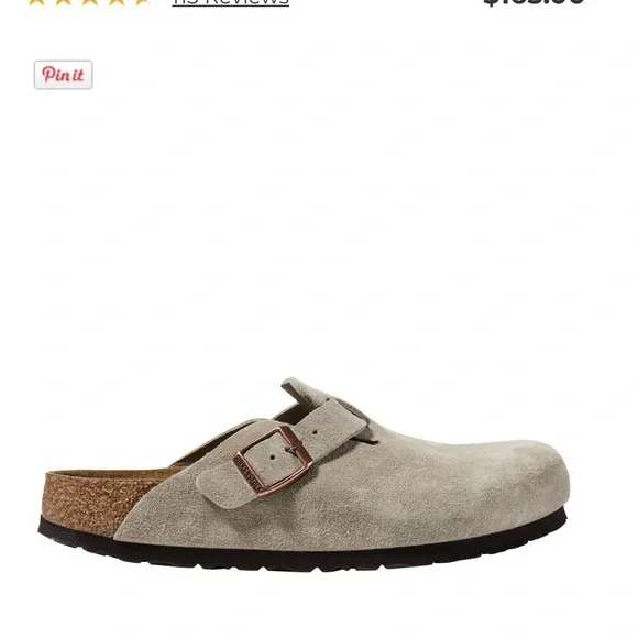 Birkenstock Boston Suede Mules in Light Gray - Picture 1 of 6